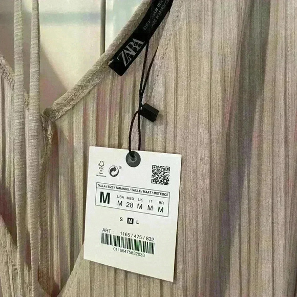 NWT Zara pleated champagne dress, size medium - Picture 3 of 5